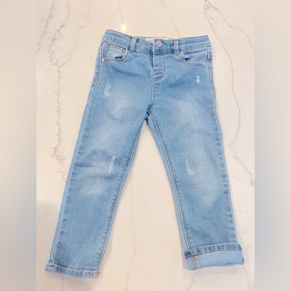 ZARA Sand Washed Destroyed Blue Unisex Denim Jeans